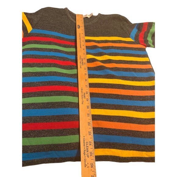 Colorful Striped Sweater By Karen Lessly Medium 100% Acrylic USA Mr Rogers VTG - Picture 4 of 9